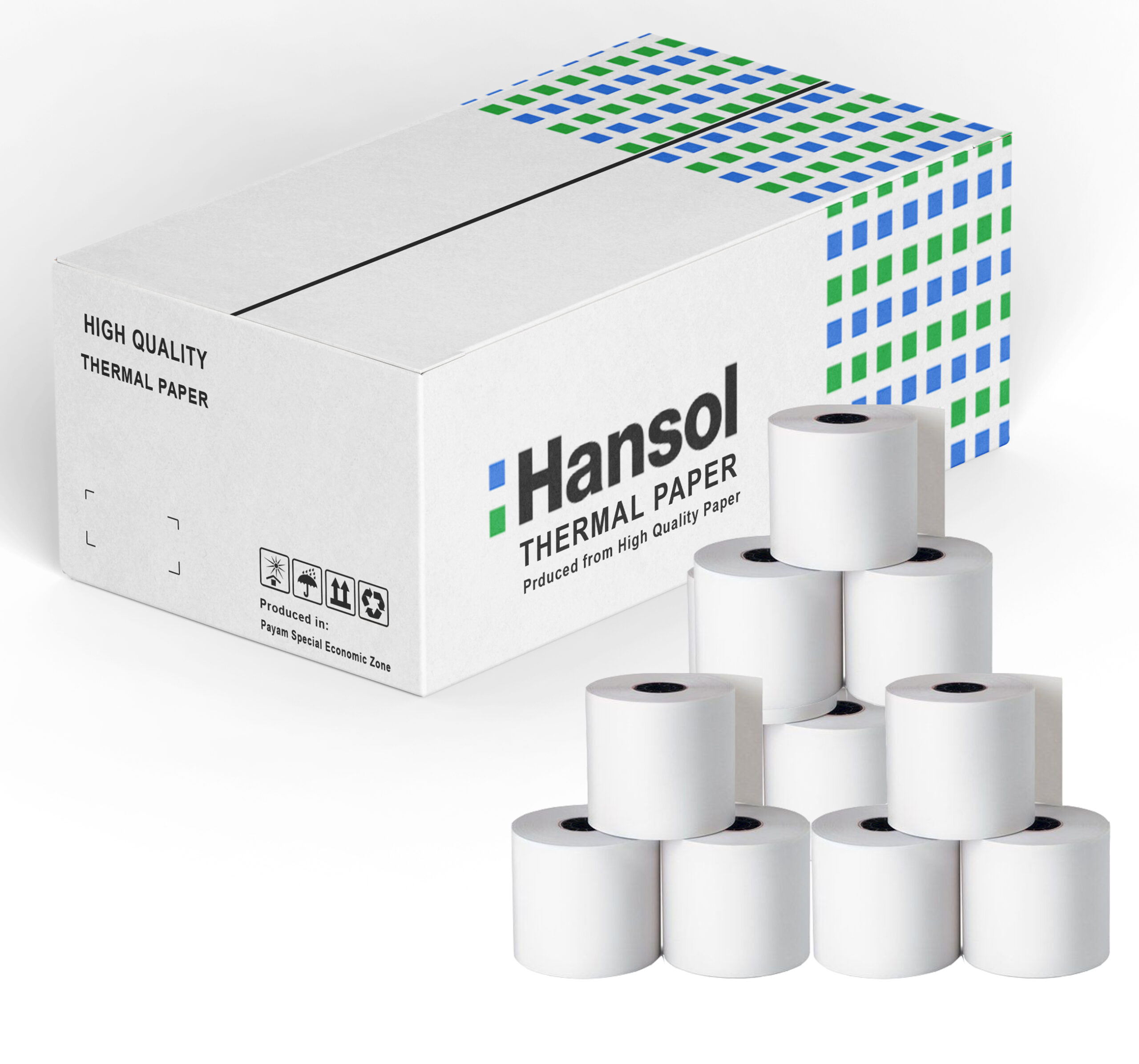 رول حرارتی هانسول خال دار 8 سانتی ستهبندی رول هانسول ۸ سانتی مخصوص ATM